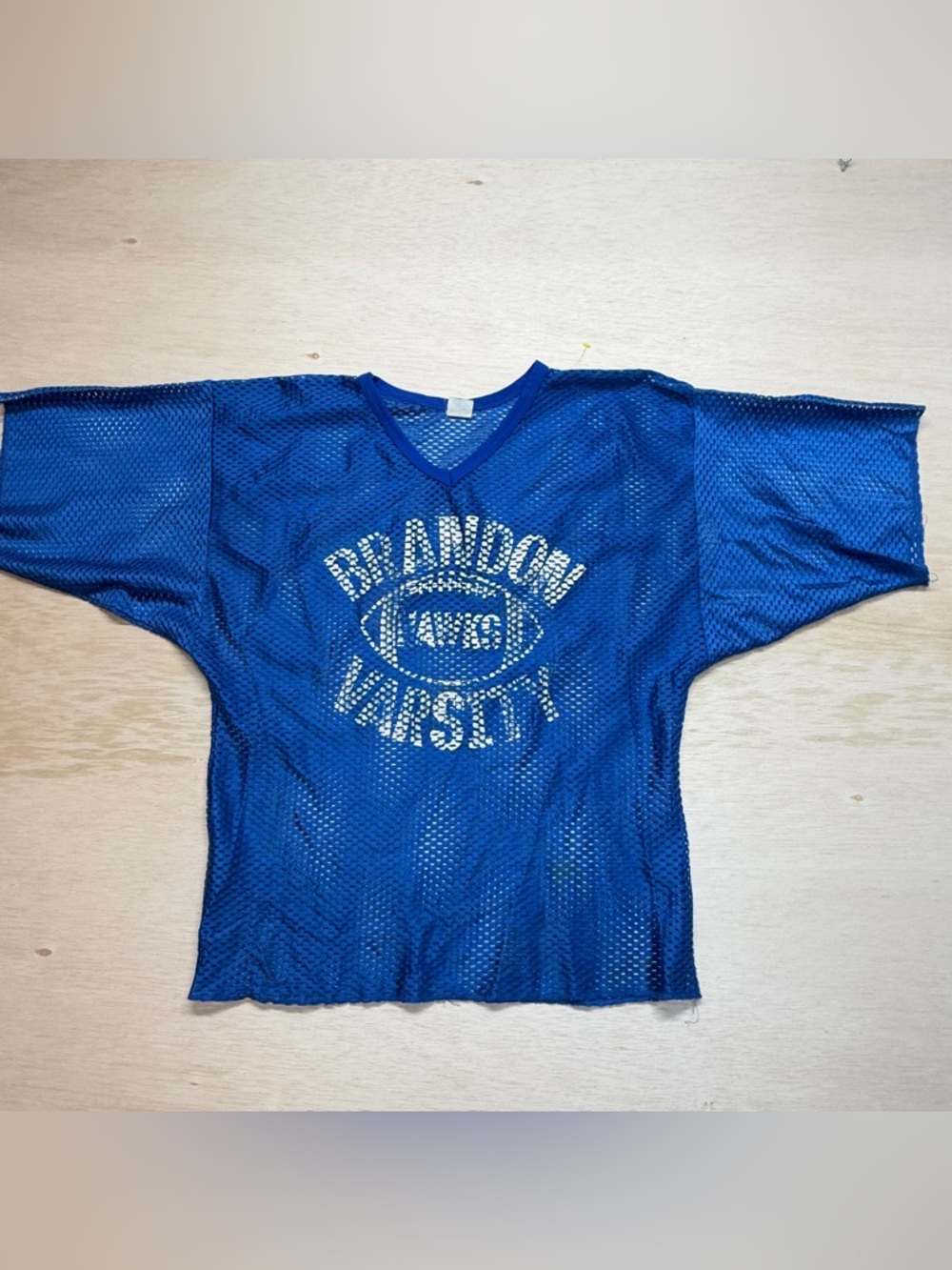 Vintage Brandon Hawks Mesh Blue Football Practice Jersey Medium Made in USA